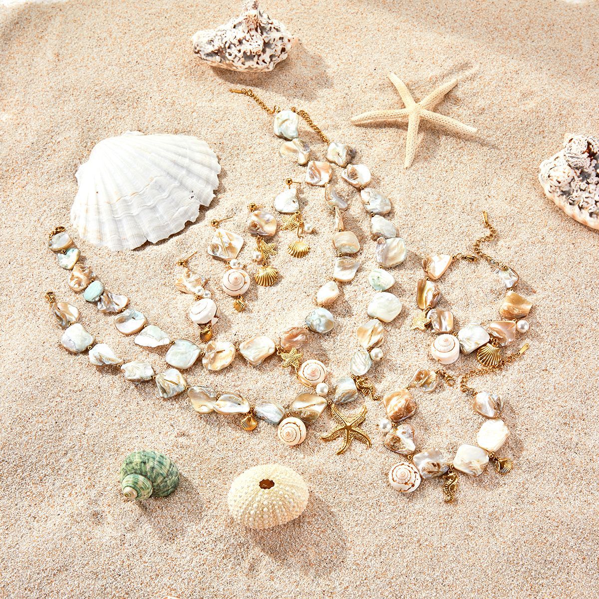 Wholesale Ocean Series Holiday Style Necklace Bracelet Earrings Summer Jewelry